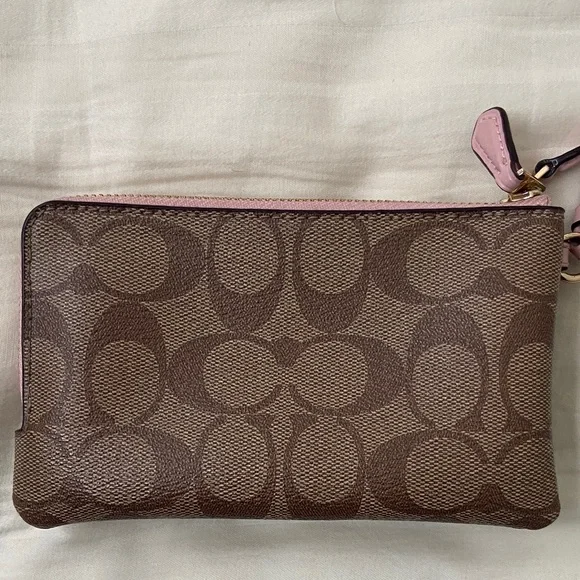 Coach Signature Brown and Pink Wristlet - Picture 5 of 8